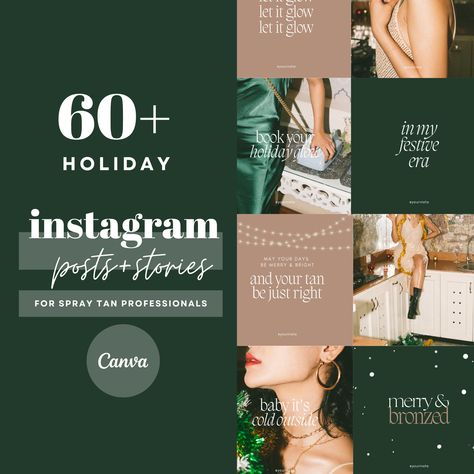 60+ HOLIDAY Spray Tan Instagram Post & Stories Templates | Christmas IG Content | Instagram Stories | Spray Tan New Years Christmas Spray Tan, Spray Tan Instagram, Tan Instagram, Instagram Grid, Spray Tan, Social Media Games, Engaging Content, Christmas Templates, Christmas Charms