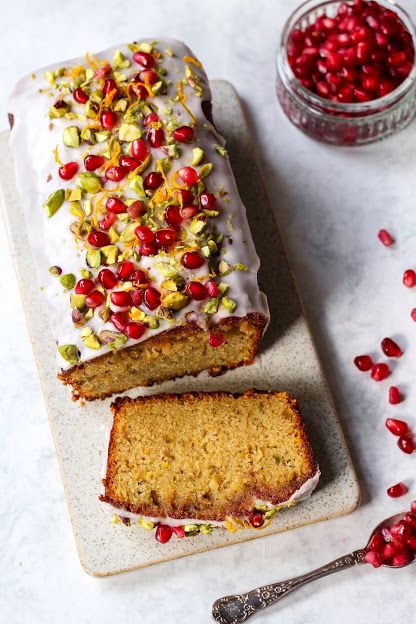 Pomegranate Dessert, Orange Loaf Cake, Orange Loaf, Molasses Recipes, Pomegranate Recipes, Diwali Food, Pomegranate Molasses, Loaf Cakes, Sweet Meat