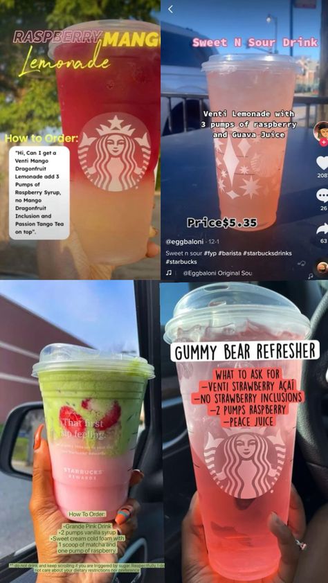 Starbucks drinks Starbucks Copycat Recipes Drinks, Starbucks Drink Orders, Drink Hacks, Order At Starbucks, Starbucks Drink Menu, Starbucks Drink Ideas, Starbucks Copycat Recipes, Starbucks Secret Menu Recipes, Starbucks Hacks