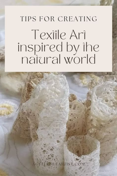 Tips for Creating Textile Art Inspired by the Natural World — Agy Textile Artist Textile Art Collage, Textile Collage Mixed Media, Textile Collage Art, Fabric Art Tutorials, Rope Wall Art, Textile Art Projects, Rose Sculpture, Textile Art Techniques, Art Experiments