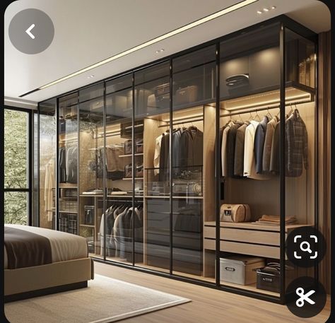 Dream Dressing Room Walk In Wardrobe, Modern Closet Designs Wardrobes, Modern Closet Designs Walk In, Wadrobe Clothes Design Modern, Glass Wardrobe Design Bedroom, Glass Walk In Closet, Walk In Wardrobe Ideas, Modern Walk In Closet, Glass Wardrobe Design