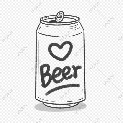 Beer Can Tattoo, Beer Can Drawing, Beer Can Illustration, Beer Drawing, Octoberfest Beer, Beer Background, Cute Png, Drink Icon, Birthday Card Drawing