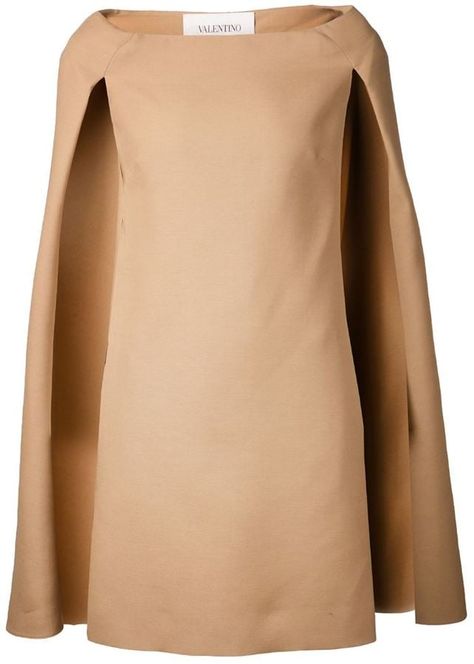 Valentino Cape, Boat Neckline Dress, Beige Short Dress, Cape Dresses, Boatneck Dress, Dresses Ladies, Valentino Dress, Cape Style, Boat Neck Dress