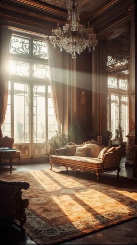 Light streams in through a window into an elegant and decadent living room Interior Design Decor, Casa Vintage, Home Inspo, Fantasy House, Dream House Decor, Beautiful Architecture, Room Aesthetic, Design Decor, House Inspo