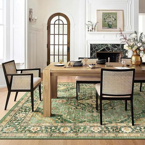 Amazon.com: Deerly Green 8x10 Area Rug for Living Room Bedroom Washable Rugs Large Boho 8x10 Rug for Living Room Carpet Non-Slip Distressed Carpet Area Rugs Print Floor Rug(Border Green) : Home & Kitchen Green Rug Living Room, Green Dining Room, Honey Oak, 8x10 Rugs, 8x10 Area Rugs, Dining Room Rug, Oak Floors, Living Room Carpet, Green Rug