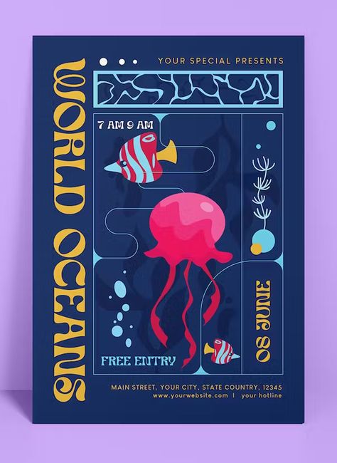 Aquarium Poster Design, Aquarium Graphic Design, Graphic Design Flyer Layout, Ocean Graphic Design, Aquarium Poster, Grpahic Design, Newport Aquarium, World Ocean Day, Ocean Poster