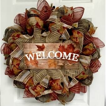 Autumn Leaves Wreath, Deco Mesh Crafts, Fall Mesh Wreaths, Fall Deco Mesh Wreath, Silk Wreaths, Fall Deco Mesh, Hanger Crafts, Deco Wreaths, Mesh Wreath Diy