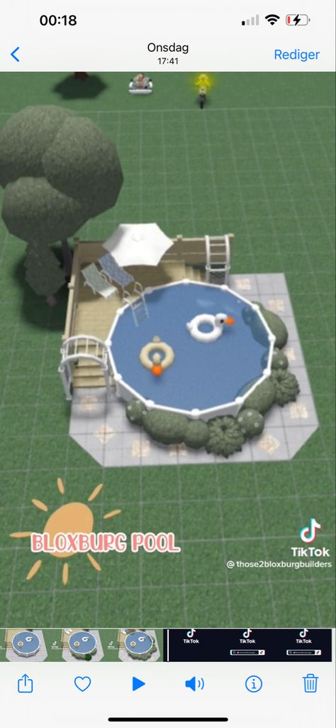 Cute Bloxburg Pool Ideas, Bloxburg Small Pool Ideas, Bloxburg Outside Pool Ideas, Blocksburg Pool Ideas, Small Backyard Ideas Bloxburg, Small Backyard Bloxburg, Blox Burg Backyard Ideas, Blockburg Backyard Idea, Bloxburg Playground Ideas