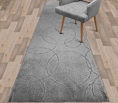 Custom Size Modern Runner Rug Carpet for Hallway Entryway Foyer Kitchen, Slip Resistant Latex Rubber Backed 31 inch Wide X Customized Length, Circles Grey, 31 inch X 3 feet, Doormat Size Long Narrow Hallway, Small Foyers, Long Hallways, Modern Runner Rug, Rugs Custom, Entryway Stairs, Bathroom Runner, Circles Design, Gray Runner Rug