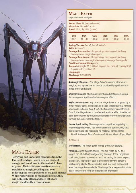 ImaginaryStatblocks | Mage Eater Mage Hunter Golem, Eldrazi Dnd 5e, Easy Dnd Monsters, Aberration Dnd, 5e Monsters, Homebrew Monsters, Dnd Monster, Monster Manual, Dnd Stats