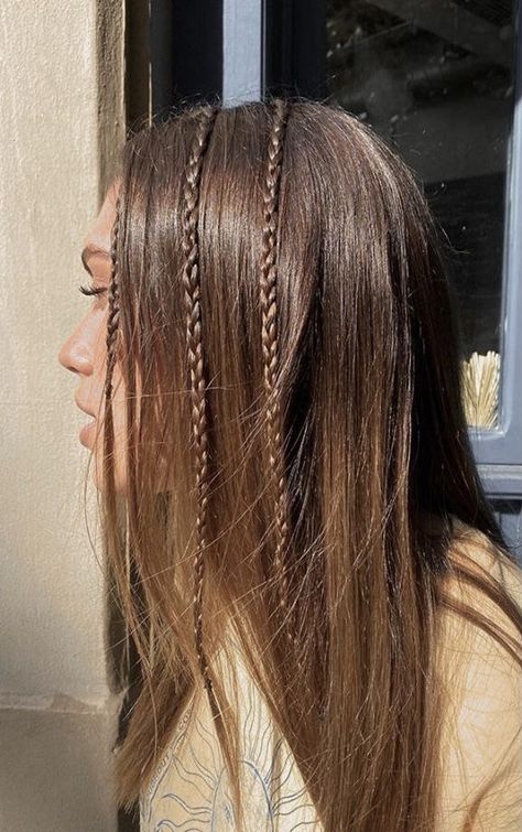 Straight Hair With Braid, Concert Hairstyles, Plaits Hairstyles, Open Hairstyles, Festival Hair, Hair Strand, Braids For Long Hair, Loose Hairstyles, Hair Waves