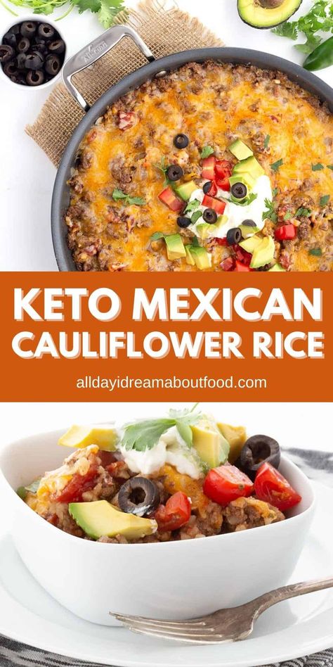 Easy One Pan Dinner, Keto Skillet, Mexican Cauliflower Rice, Mexican Cauliflower, Low Carb Mexican, Egg Diet Plan, Boiled Egg Diet Plan, One Pan Dinner, Boiled Egg Diet