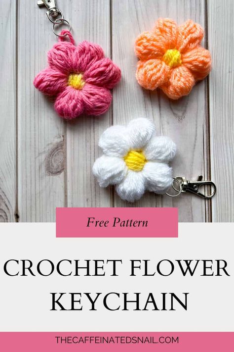 If you're looking for a fun, quick, and beginner-friendly crochet project, this crochet flower keychain pattern is exactly what you need. This simple and fast design only takes about 10 minutes to complete, and it’s a great way to use up scrap yarn you have lying around. Crochet Mini Daisy Free Pattern, No Sew Crochet Keychain Patterns, How To Crochet Tiny Flowers, Free Small Flower Crochet Pattern, Wristlet Keychain Crochet Pattern, Popular Crochet Items To Sell Free Pattern, What To Crochet With Scrap Yarn, Quick Crochet Gifts For Friends, Crochet Keychain Pattern Free Flower