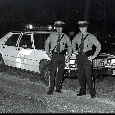 New Jersey State Police (NJSP) in what looks like the 1960s Vintage Police Aesthetic, 1950s Police Uniform, 70s Detective Aesthetic, Police Officer Aesthetic, Police Pictures, Nsw Police, Police Car Lights, Police Outfit, Vintage Police