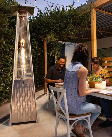 EAST OAK Pyramid Patio Heater, 48000 BTU Outdoor Flame Patio Heater All Stainless Steel, Quartz Glass Tube Propane Heater, Triple Protection System, Suitable for Outdoor Commercial & Residential Use Propane Heater, Outdoor Heaters, Backyard Paradise, Patio Heater, Propane, Lawn Garden, Lawn, Stainless Steel, Patio