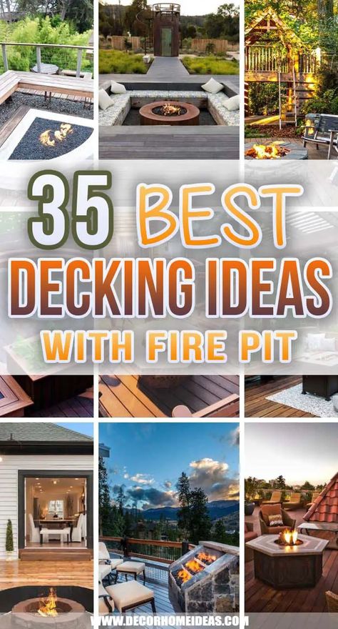 Fire Pit Off Deck Ideas, Fire Pit Ideas Backyard In Woods, Fire Pit Next To Deck, Decks With Pergolas And Fire Pit, Backyard Deck With Fire Pit, Fire Pit On A Deck, Composite Deck With Fire Pit, Patios With Fire Pits, Floating Deck With Fire Pit