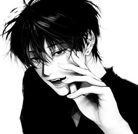 Manga Guy Black And White, Male Ocs, Anime Fanart Drawing, Fanart Drawing, Emo Boy, Anime Guys Shirtless, Aesthetic Pfp, Anime Pictures, Manga Boy