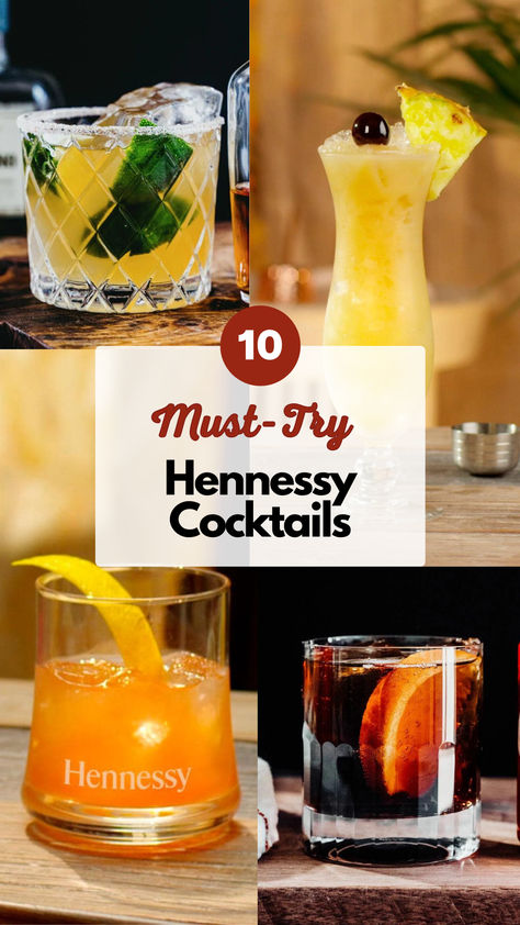 Hennessy Cocktails Mix Drink With Hennessy, Henny Island Drink, Hennesy Drinks Cocktails, Mixed Henny Drinks, Cocktails With Hennessy, Pure White Hennessy Drinks Recipes, Mixed Drinks With Hennessy, Strong Drinks That Taste Good, Hennessy Cocktails Recipes