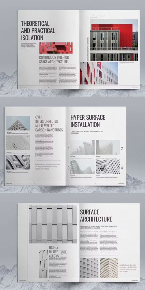 Architecture Magazine Layout Template InDesign INDD, IDML. 12 unique pages. Architecture Magazine Layout, Indesign Layout Inspiration, Architect Portfolio Design, Magazine Page Layouts, Architect Portfolio, Architecture Journal, Indesign Layout, Sketchbook Layout, Architect Magazine