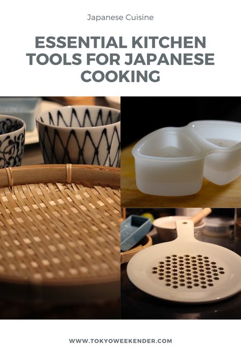 Considering all the new dishes, flavors and kitchen techniques one will be introduced to when learning to cook Japanese dishes can seem a gargantuan task, but with the correct kitchen utensils by your side, it’s as easy as cracking an egg.  Tokyo Weekender | Japanese Cuisine | Cooking | Bento | Lunch Boxes Japanese Kitchen Essentials, Asian Cooking Tools, Japanese Cooking Utensils, Japanese Kitchen Tools, Japanese Cooking Tools, Japanese Kitchen Ideas, Japanese Kitchen Gadgets, Cracking An Egg, Japanese Utensils