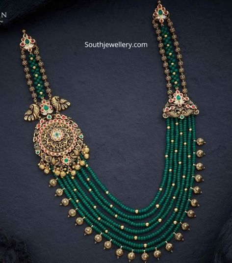 Jewellery Designs - Page 6 of 1595 - Latest Indian Jewellery Designs 2019 ~ 22 Carat Gold Jewellery one gram gold Emerald Beads Necklace, Ruby Jewelry Necklaces, Temple Jewelry Necklace, Antique Jewellery Designs, Pearl Necklace Designs, Gold Necklace Indian Bridal Jewelry, Beaded Necklace Designs, Indian Jewellery Design Earrings, Antique Jewelry Indian