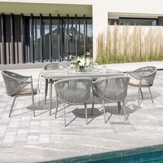 Aluminium Garden Furniture, Outdoor Patio Dining, Unique Chair, 7 Piece Dining Set, Large Dining Table, Table Top Design, Patio Dining Table, Bistro Chairs, Stylish Chairs