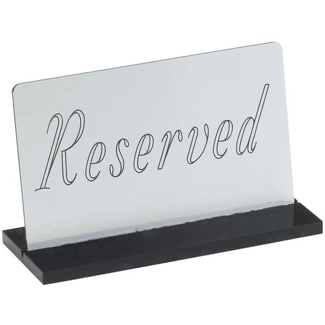 5W x 1D x 3H Black Base Signage Reserved Silver, 4 signs Tags:  Table Signs; Signage Displays; Plastic Table Signs;Plastic Silver Table Signs; https://www.ktsupply.com/products/32801336484/5W-x-1D-x-3H-Black-Base-Signage-Reserved-Silvercomma-4-signs.html Gold Reserve, Signage Display, Table Tents, Reserved Signs, Tabletop Signs, Restaurant Supplies, Large Letters, Table Signs, Cards Sign