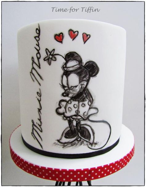 Vintage Minnie  by Time for Tiffin Vintage Minnie Mouse Cake, Mickey Birthday Cakes, Surprise 50th Birthday Party, Bolo Minnie, Mickey Cakes, Minnie Birthday Party, Minnie Cake, Mickey Y Minnie, Mouse Cake