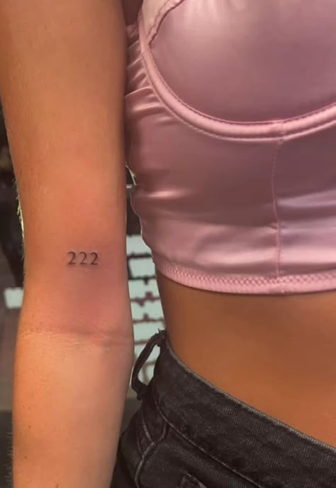 #tattoo #tattoosforwomen #222 #angelnumbers #tattooidea #armtattoo 97 Tattoo Font, 3 33 Tattoo, 222 Fine Line Tattoo, Small 222 Tattoo, Angel Number Rib Tattoo, 222 Arm Tattoo, 212 Tattoo, Tattoo Ideas 222, 224 Tattoo Design