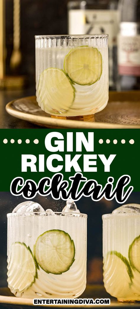 Gin Rickey Cocktail | Cocktails and Jello Shots Gin Rickey Recipe, Rickey Cocktail, Gin Rickey, Gin Tonic Recipe, Easy Summer Cocktails, Summer Food Party, Jello Shot, Tonic Recipe, Best Gin