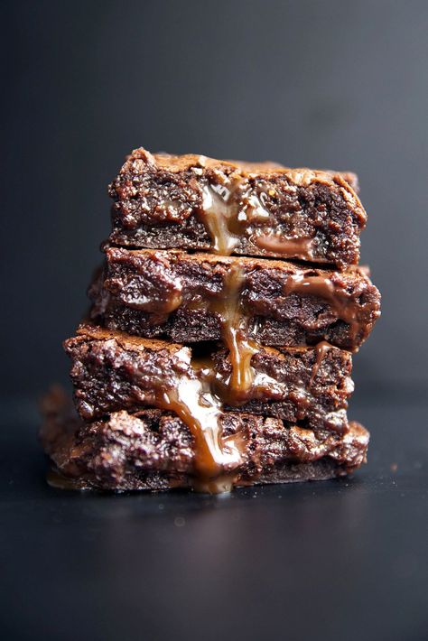 Chocolate Caramel Brownies, Buckeye Brownies, Broma Bakery, Salted Caramel Brownies, Caramel Desserts, Homemade Caramel Sauce, Caramel Brownies, Caramel Recipes, Homemade Caramel