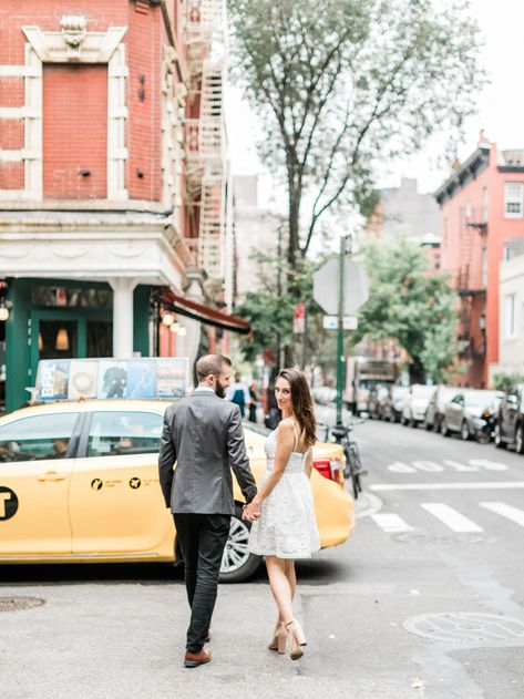 West Village Engagement Photos, New York City Engagement Photos, Engagement outfit ideas, White lace dress, Yellow taxi cab, New York City wedding Photographer, Asher Gardner Wedding Photography Military Engagement Photos, Nyc Engagement Photos, Engagement Photos Nyc, Styled Engagement Shoot, Downtown Photography, West Village Nyc, Nyc Photoshoot, Nyc Engagement, Couple Engagement Pictures