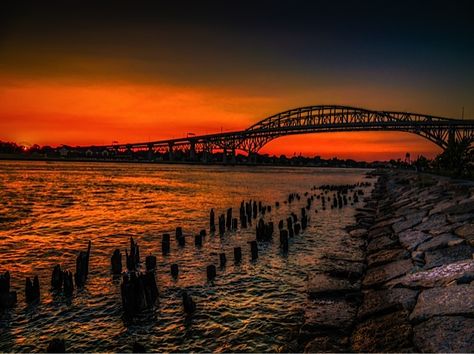 Bluewater Bridge Sarnia Ontario Canadian Scenery, Sarnia Ontario, Water Bridge, Port Huron Michigan, Exotic Travel Destinations, Port Huron, Lake Huron, Cruise Port, Food Drinks