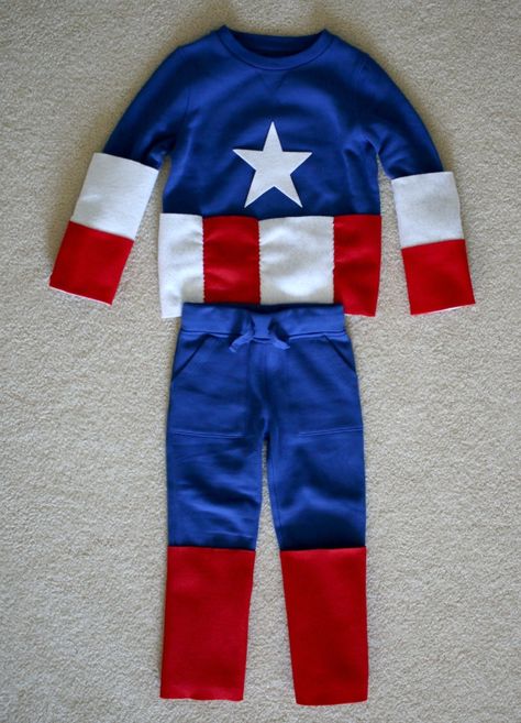 Diy Captain America Costume, Elmo Costume, Diy Costumes Kids Boys, Easy Diy Halloween Costumes, Toddler Boy Halloween Costumes, Simple Diys, Captain America Costume, Baby Kostüm, Marvel Costumes