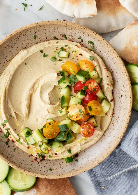 Learn how to make the BEST homemade hummus! My easy hummus recipe calls for just 7 basic ingredients, and it comes out light, fluffy, ultra smooth, and delicious. Serve with warm pita and veggies! | Love and Lemons #hummus #dips #appetizers #healthysnacks Best Hummus Recipe, Hummus Recipes, Easy Hummus Recipe, Hummus Ingredients, Hummus Recipe Homemade, Beet Hummus, Easy Hummus, Make Hummus, Homemade Hummus