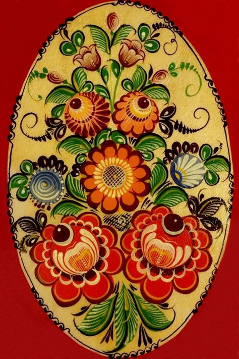 Traditional Gorodets painting, a Russian folk art Russian Folk Art Painting, Russian Folk Art Flowers, Russian Floral Pattern, Barge Art, Gorodets Painting, Russian Art Painting, Cherry Orchard, Polish Folk Art, Russian Folk Art