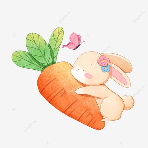 Carrot Watercolor, Bunny Holding Carrot, Carrot Drawing, Rabbit Image, Bunny With Carrot, Flower Petal Art, Rabbit Png, Easter Poster, Rabbit Drawing