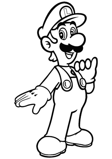 Dibujo para colorear el personaje Luigi de Super Mario Bros Luigi Coloring Pages, Super Mario Coloring, Mario Und Luigi, Mario Coloring, Super Mario Coloring Pages, Super Mario And Luigi, Mario Coloring Pages, Cartoon Coloring, Mario Bros.