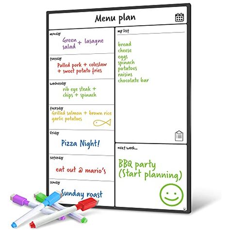 10 meals in 1 hour - chicken - The Batch Lady Meal Planner Board, Weekly Planner Whiteboard, Coleslaw For Pulled Pork, Weekly Shopping List, Steak And Chips, Fridge Calendar, Planner Board, Whiteboard Calendar, Magnetic Whiteboard