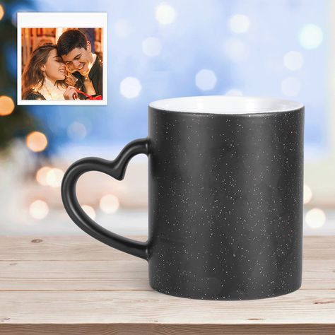 Personalised Magic Color Change Mug Heart Custom Photo Cup Magic Coffee, Photo Cup, Customizable Jewelry, Mug Design, Colored Gems, Premium Gift, Custom Photo, Mug Designs, Gift Necklace