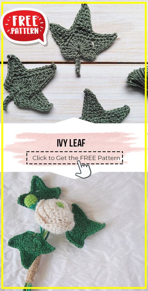 crochet Ivy Leaf free pattern - FREE Crochet Leaf Pattern for Beginners. Click to Get the Pattern #Leaf #crochetpattern #crochet via @shareapattern.com Crochet Leaves On Vine, Crochet Ivy Leaves Free Pattern, Crochet Ivy Leaf Free Pattern, Crochet Ivy Leaf, Crochet Ivy Leaf Pattern, Crochet Ivy, Crochet Vines, Tote Patterns Free, Crochet Flower Basket