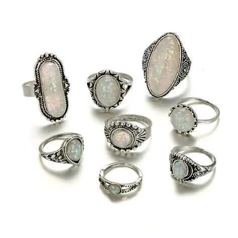 Antique Ring Settings, Bohemian Style Rings, Bohemian Jewels, Rings Sets, Color Rings, Ring Sets Boho, Antique Silver Rings, Silver Ring Set, Bohemian Rings