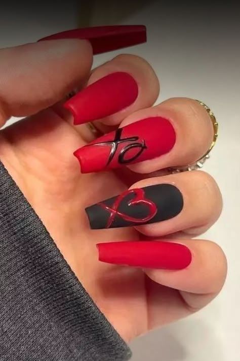 Black And Red Coffin Nail Ideas, Black And Red Almond Nails, Black And Red Nails Short, Red And Black Nails Ideas, Red Black And White Nails, Red Almond Nails, Red Black Nails, Burgundy Acrylic, Burgundy Acrylic Nails