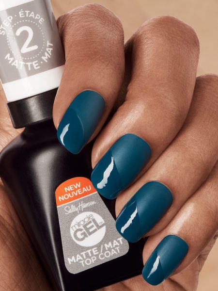 Matte Nail Colors, Glossy Nails, Nail Coat, Sally Hansen Miracle Gel, Matte Nail Polish, Matte Top Coat, Latest Nail Trends, Gel Nail Colors, Shiny Nails