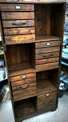 Neat Pallet Dresser, Pallet Chest, Pallet Bookshelf, Pallet Cabinet, Bookcase Cabinet, Pallet Storage, Woodwork Ideas, Dresser Design, Kabinet Dapur