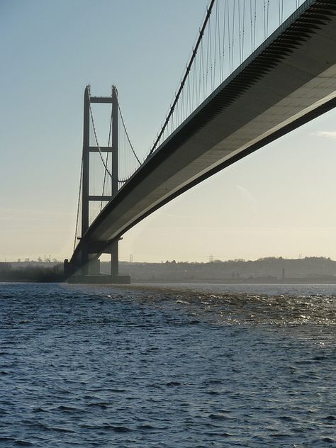 The Humber Bridge - near Kingston upon Hull, England, is a 2,428 yard single-span suspension bridge, which opened to traffic in 1981; photo by Quite Adept, via Flickr Shipping Forecast, Hull England, Beautiful Bridges, Kingston Upon Hull, Security Doors, East Riding Of Yorkshire, Hull City, Travel Uk, East Yorkshire