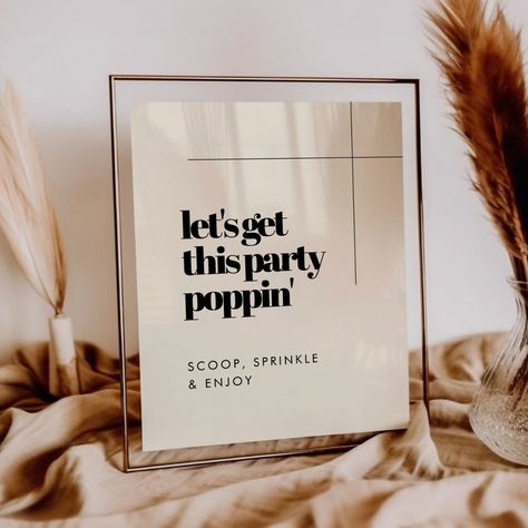 Let's get this party poppin'! Popcorn bar wedding sign. Minimalist yet striking: adopt this slightly retro typographic design for your wedding stationery, with an elegant cream color. Fully customizable text, colors and backgrounds. The Drinks Are On Us Wedding Sign, Popcorn Bar Wedding, Popcorn Bar Wedding Receptions, Popcorn Bar Party, Wedding Reception Popcorn Bar, Popcorn Bar Wedding Signs, Popcorn Bar Sign, Popcorn Wedding, Popcorn Bar