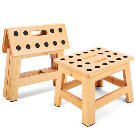 Step Stool For Bed, Wooden Kitchen Floor, Folding Wooden Stool, Foldable Step Stool, Wood Step Stool, Garden Camping, Wooden Step Stool, Folding Step Stool, Step Stools