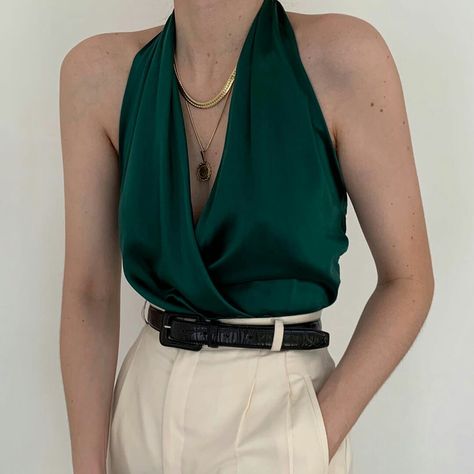 Deux Birds Vintage, Deux Birds, Wrap Halter Top, Halter Tops, Silk Charmeuse, Looks Chic, Grace Kelly, Vintage Designer, Nicole Miller