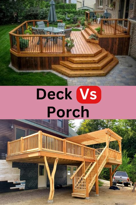 deck vs porch Deck Porch Ideas, Porch Decking, Roof Overhang, Deck Porch, Porch Deck, Decks And Porches, Screened In Porch, Diy Home Improvement, Porch Ideas